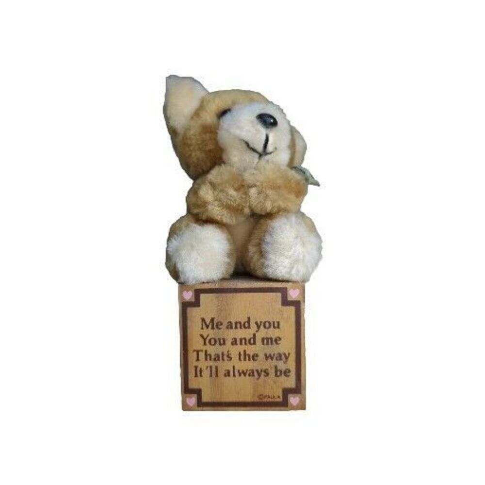 Vintage 1985 Plush Bear on Block by Paula Me And You Gift Love Valentine's